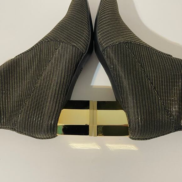Katy Perry Diana Ankle Booties Stretch Pull On Metallic Gold Block Heels sz 7.5 - Picture 9 of 13